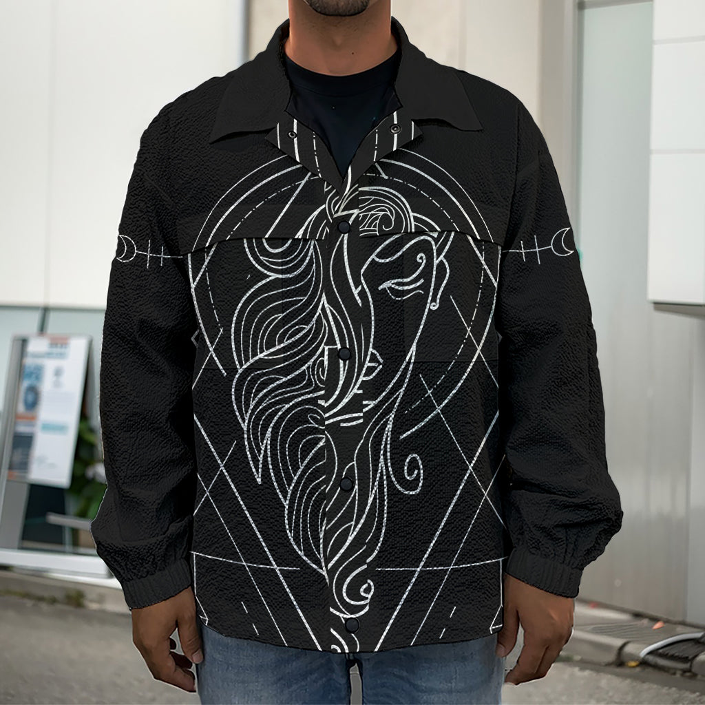 Black And White Virgo Sign Print Men's Shirt Jacket
