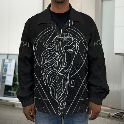 Black And White Virgo Sign Print Men's Shirt Jacket