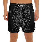 Black And White Virgo Sign Print Men's Split Running Shorts