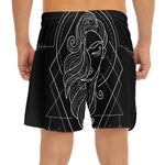 Black And White Virgo Sign Print Men's Split Running Shorts