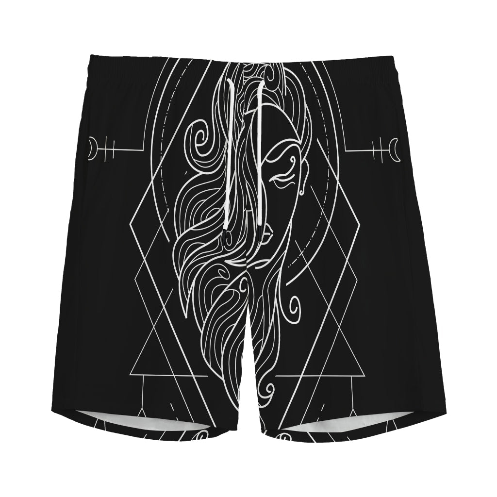 Black And White Virgo Sign Print Men's Sports Shorts