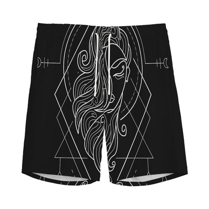 Black And White Virgo Sign Print Men's Sports Shorts