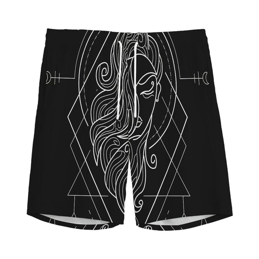Black And White Virgo Sign Print Men's Sports Shorts