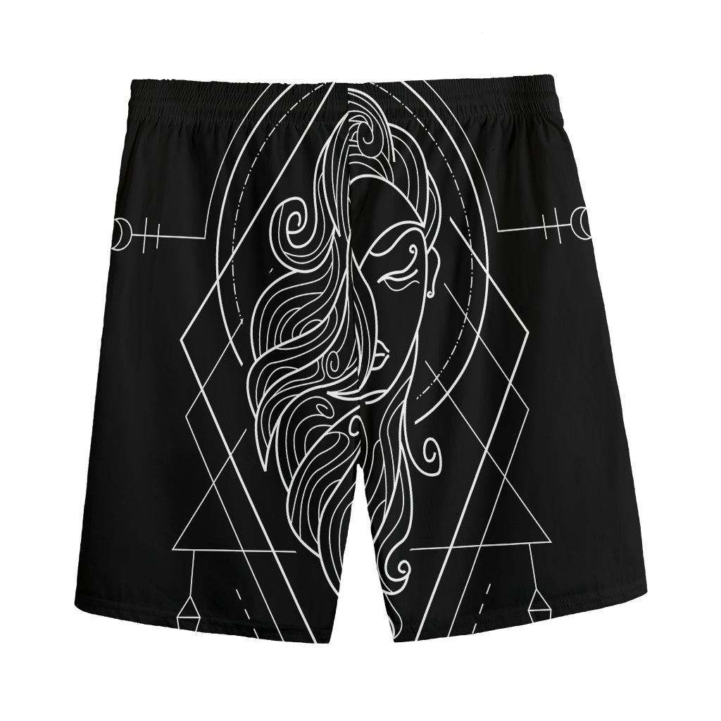 Black And White Virgo Sign Print Men's Sports Shorts