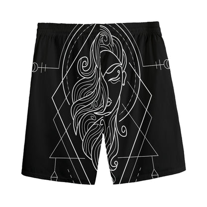 Black And White Virgo Sign Print Men's Sports Shorts