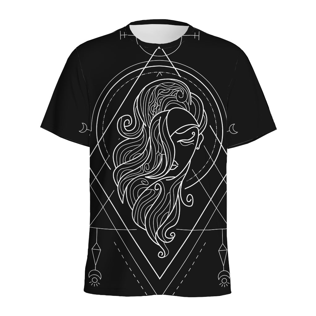 Black And White Virgo Sign Print Men's Sports T-Shirt