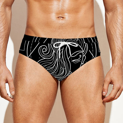 Black And White Virgo Sign Print Men's Swim Briefs