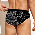 Black And White Virgo Sign Print Men's Swim Briefs