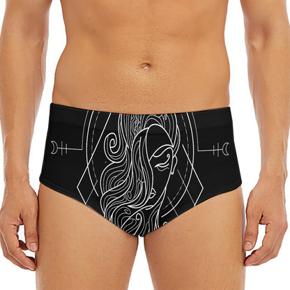 Black And White Virgo Sign Print Men's Triangle Swim Briefs