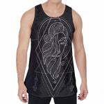 Black And White Virgo Sign Print Men's Velvet Tank Top
