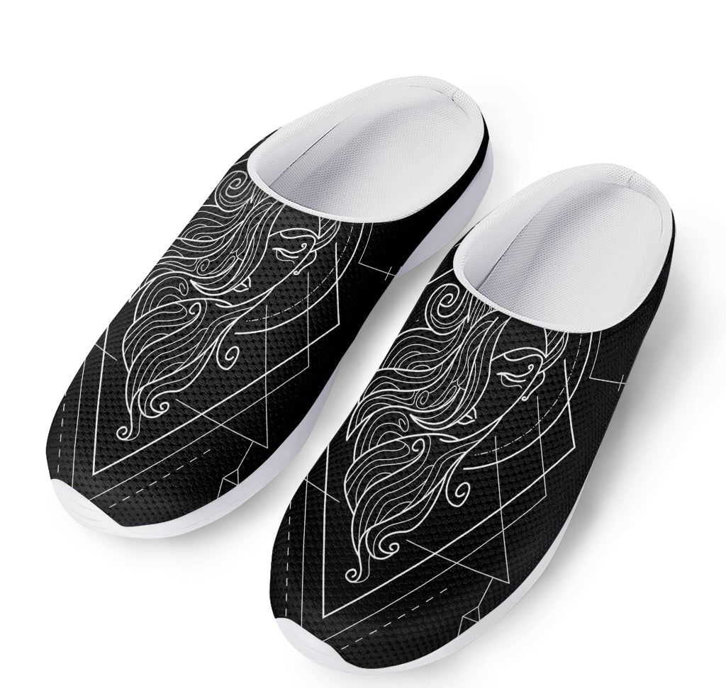 Black And White Virgo Sign Print Mesh Casual Shoes