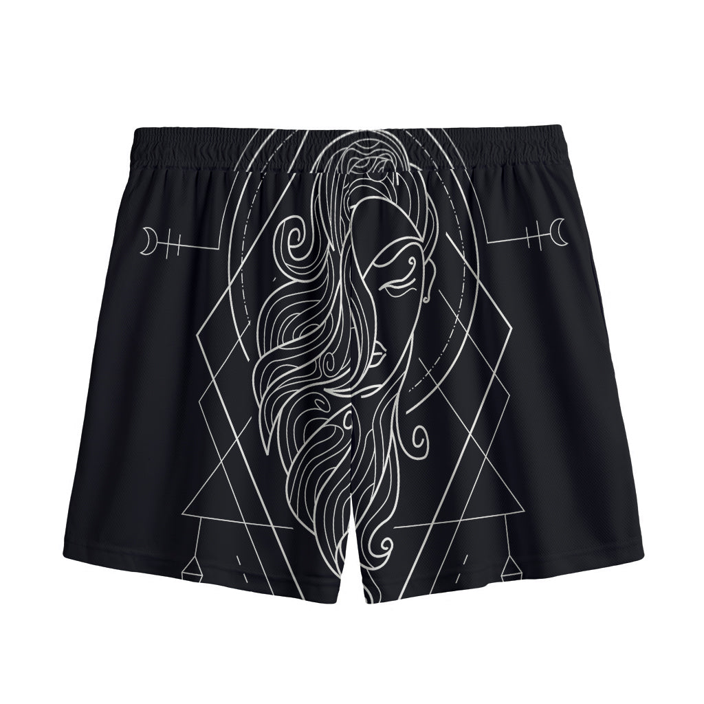 Black And White Virgo Sign Print Mesh Shorts