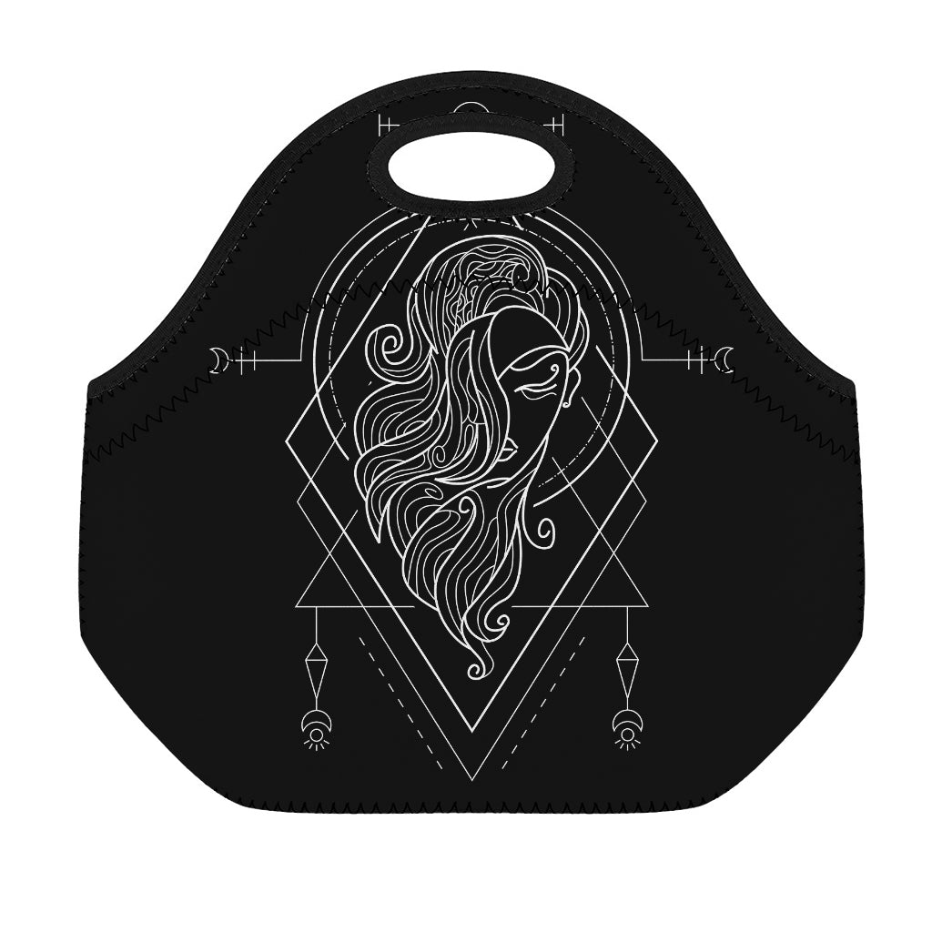 Black And White Virgo Sign Print Neoprene Lunch Bag