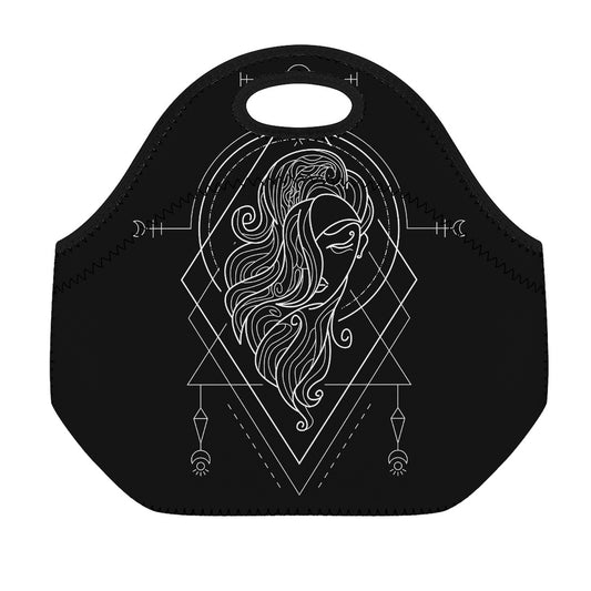 Black And White Virgo Sign Print Neoprene Lunch Bag