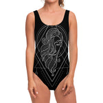 Black And White Virgo Sign Print One Piece Swimsuit
