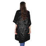 Black And White Virgo Sign Print Open Front Beach Cover Up