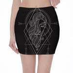 Black And White Virgo Sign Print Pencil Mini Skirt
