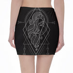 Black And White Virgo Sign Print Pencil Mini Skirt