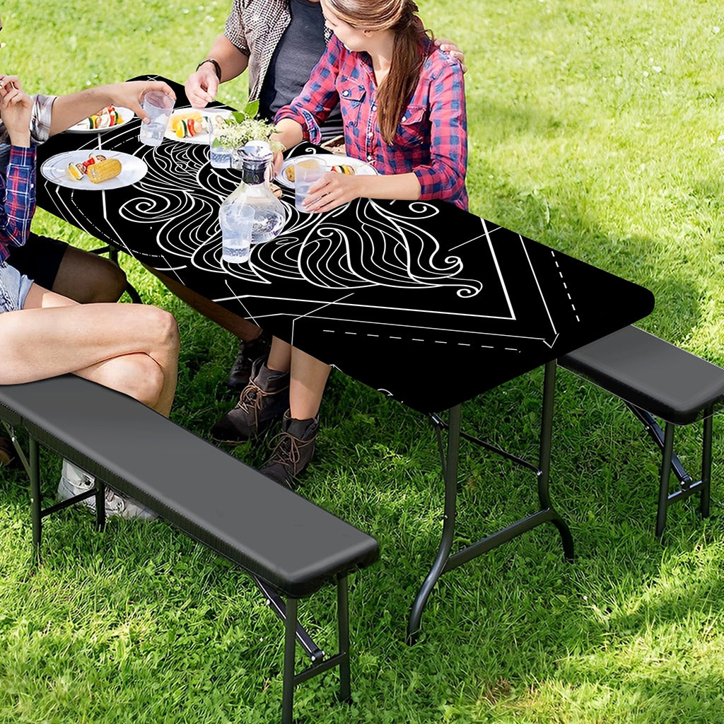 Black And White Virgo Sign Print Picnic Table Cover