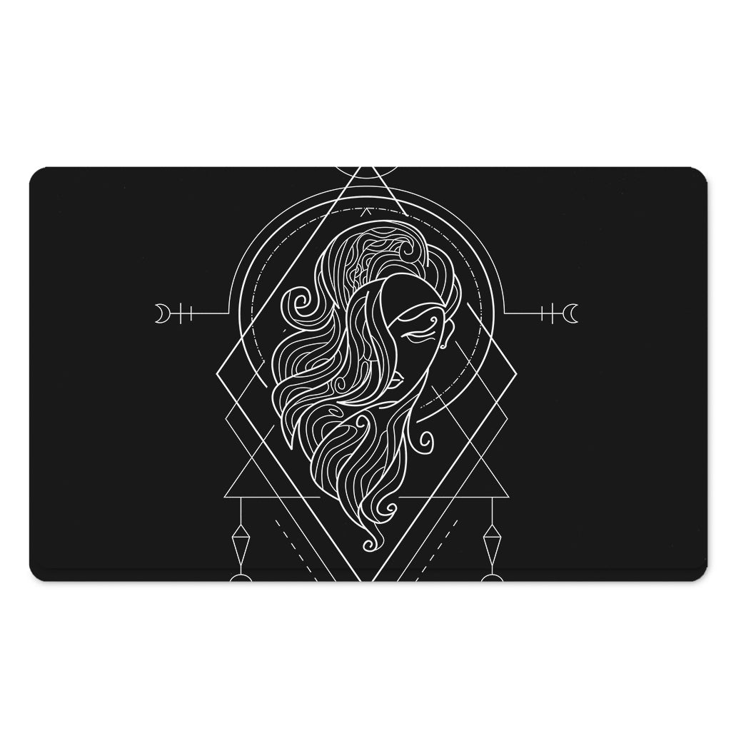Black And White Virgo Sign Print Polyester Doormat