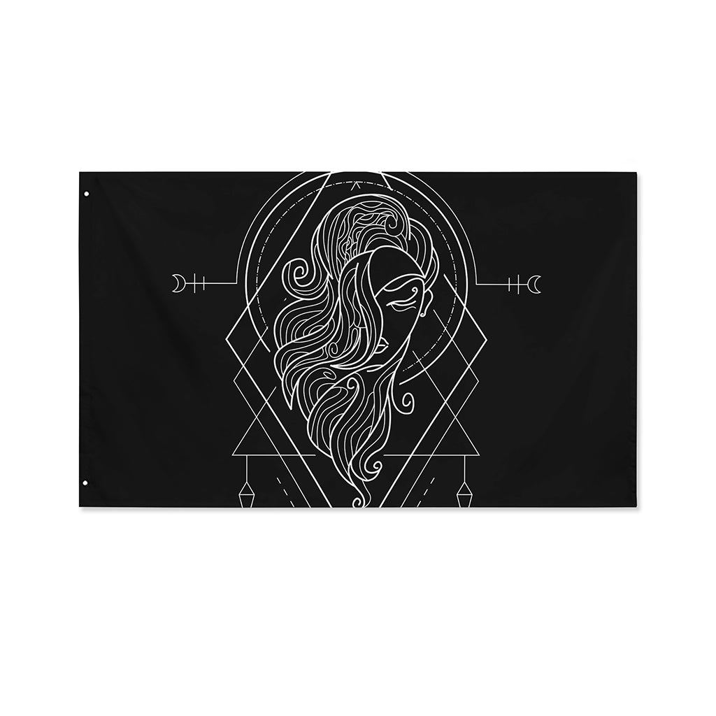 Black And White Virgo Sign Print Polyester Flag