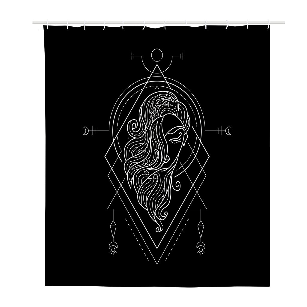 Black And White Virgo Sign Print Polyester Shower Curtain