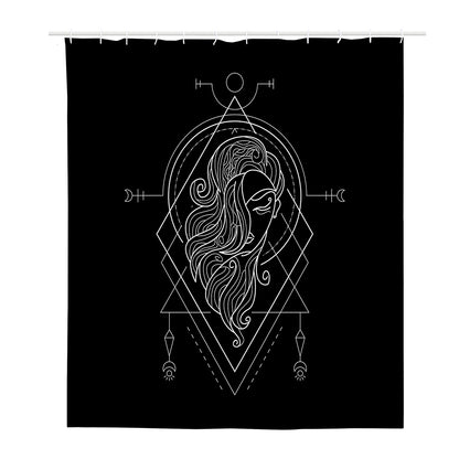 Black And White Virgo Sign Print Polyester Shower Curtain
