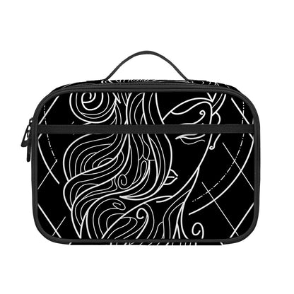 Black And White Virgo Sign Print Portable Lunch Bag