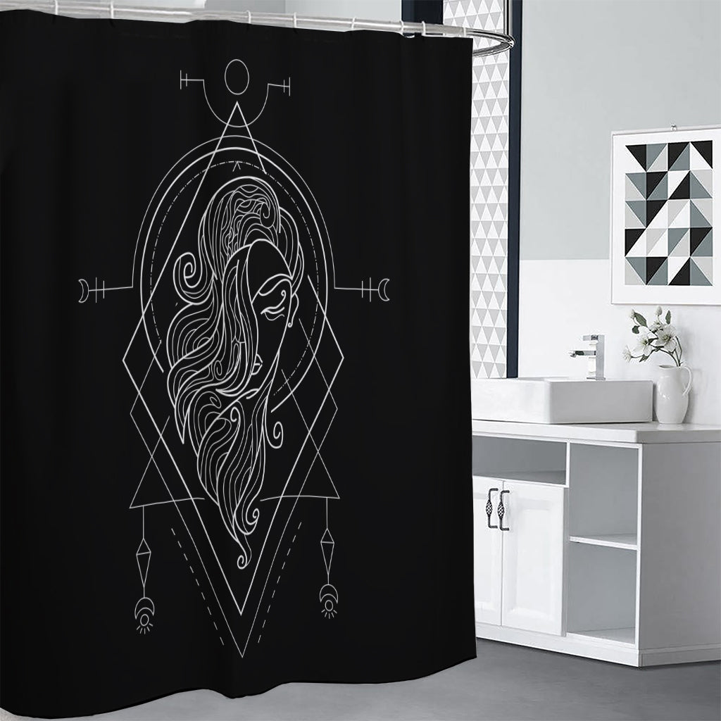 Black And White Virgo Sign Print Premium Shower Curtain