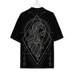 Black And White Virgo Sign Print Rayon Hawaiian Shirt