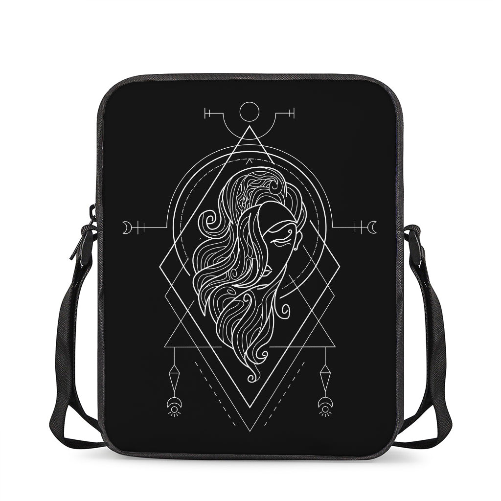 Black And White Virgo Sign Print Rectangular Crossbody Bag