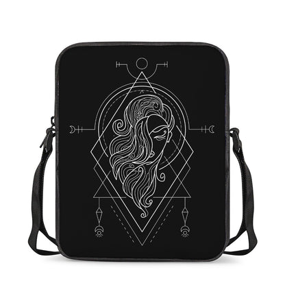 Black And White Virgo Sign Print Rectangular Crossbody Bag