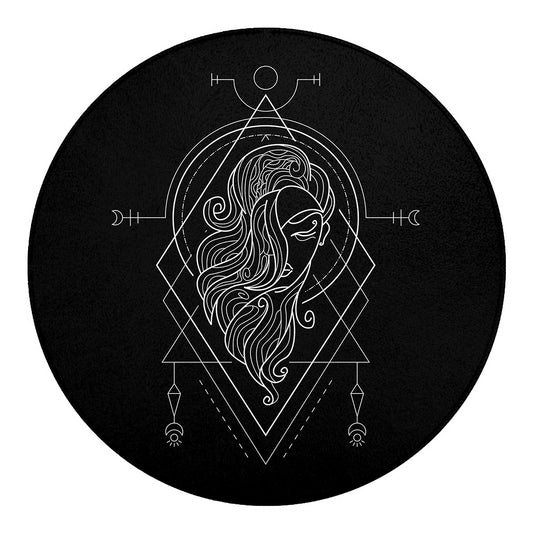 Black And White Virgo Sign Print Round Blanket