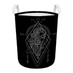 Black And White Virgo Sign Print Round Laundry Basket