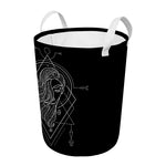 Black And White Virgo Sign Print Round Laundry Basket