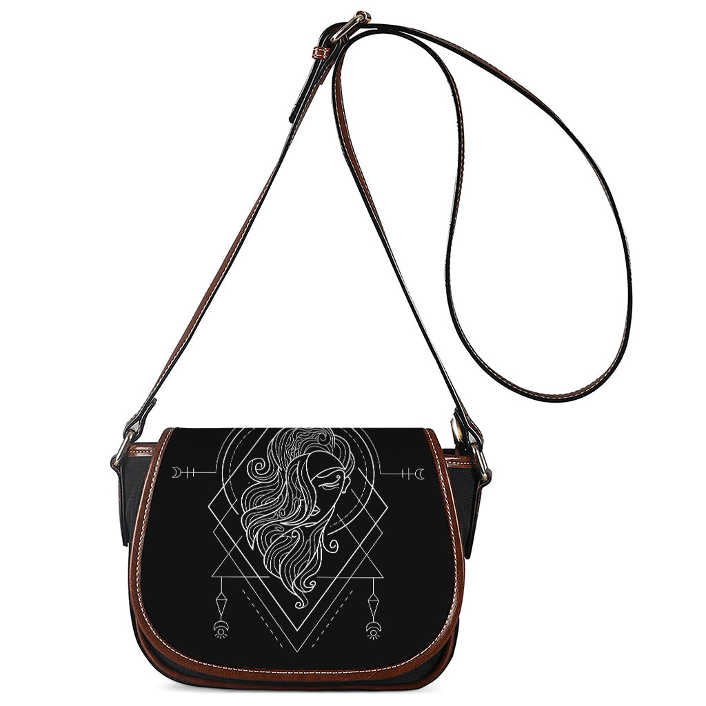 Black And White Virgo Sign Print Saddle Bag