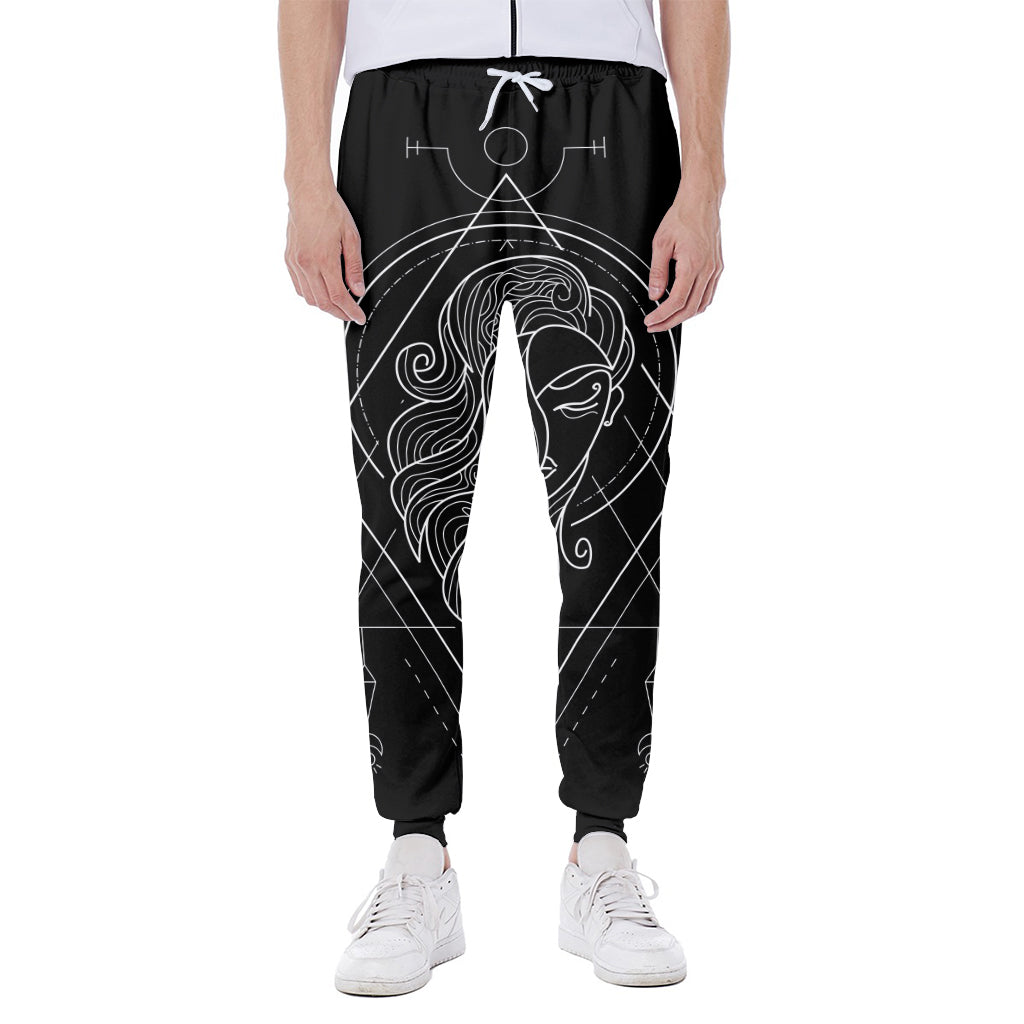 Black And White Virgo Sign Print Scuba Joggers