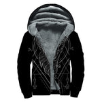 Black And White Virgo Sign Print Sherpa Lined Zip Up Hoodie