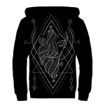 Black And White Virgo Sign Print Sherpa Lined Zip Up Hoodie