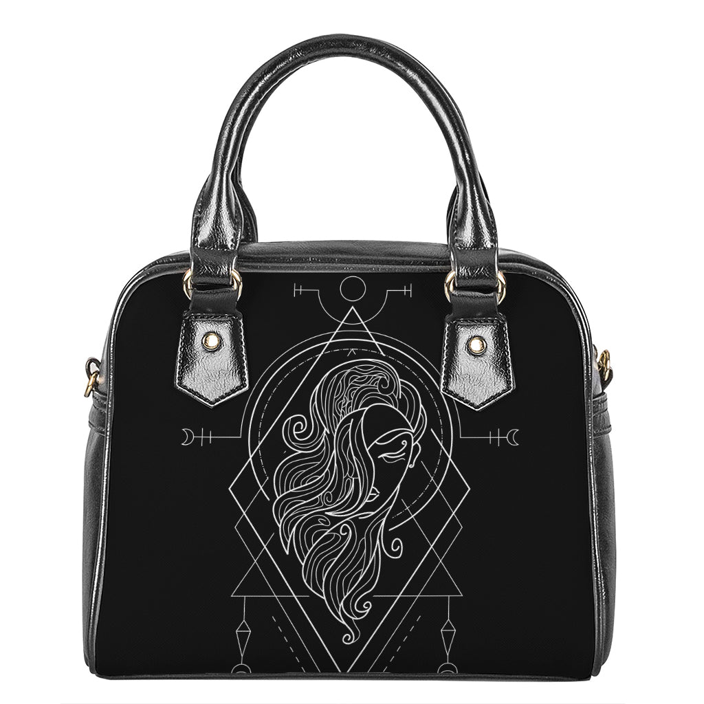 Black And White Virgo Sign Print Shoulder Handbag