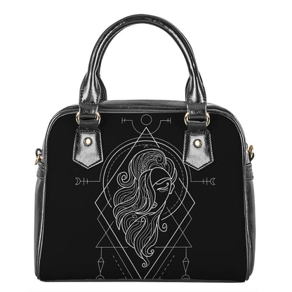 Black And White Virgo Sign Print Shoulder Handbag