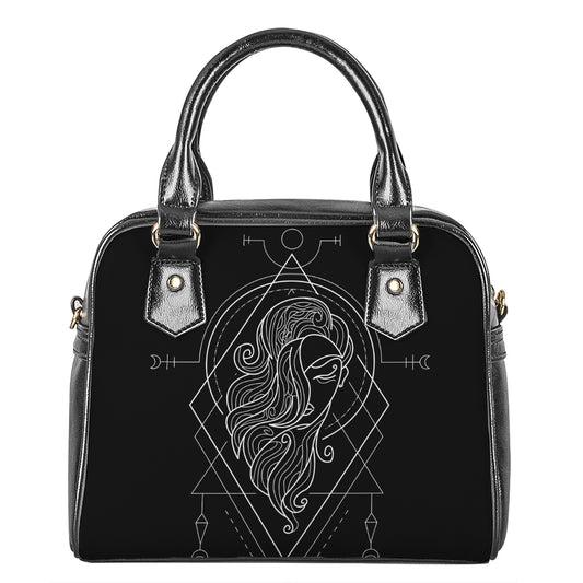 Black And White Virgo Sign Print Shoulder Handbag