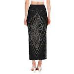 Black And White Virgo Sign Print Side Slit Maxi Skirt