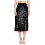 Black And White Virgo Sign Print Side Slit Midi Skirt