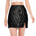 Black And White Virgo Sign Print Side Slit Mini Skirt