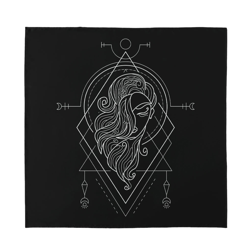 Black And White Virgo Sign Print Silk Bandana