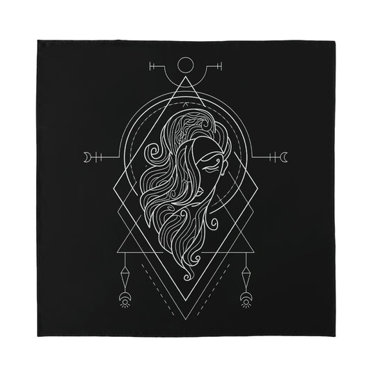 Black And White Virgo Sign Print Silk Bandana