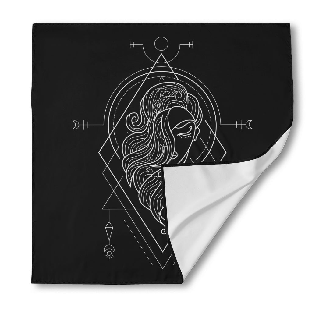 Black And White Virgo Sign Print Silk Bandana