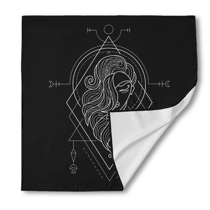 Black And White Virgo Sign Print Silk Bandana
