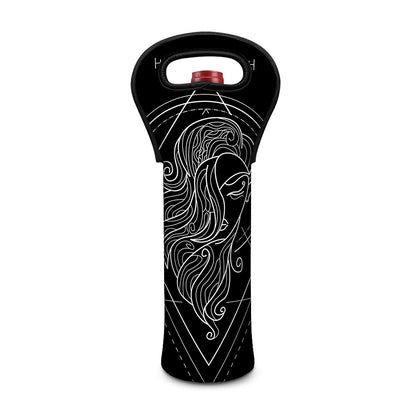 Black And White Virgo Sign Print Single Neoprene Wine Tote